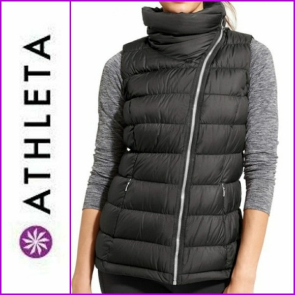 Athleta Jackets & Blazers - Athleta XS Black Down Puffer Vest Asymmetrical Zip